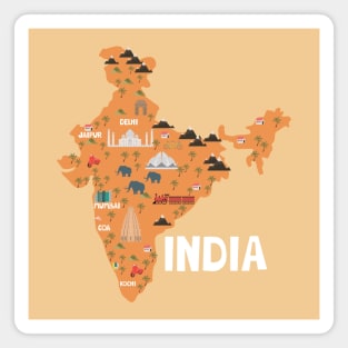 India Illustrated Map Magnet